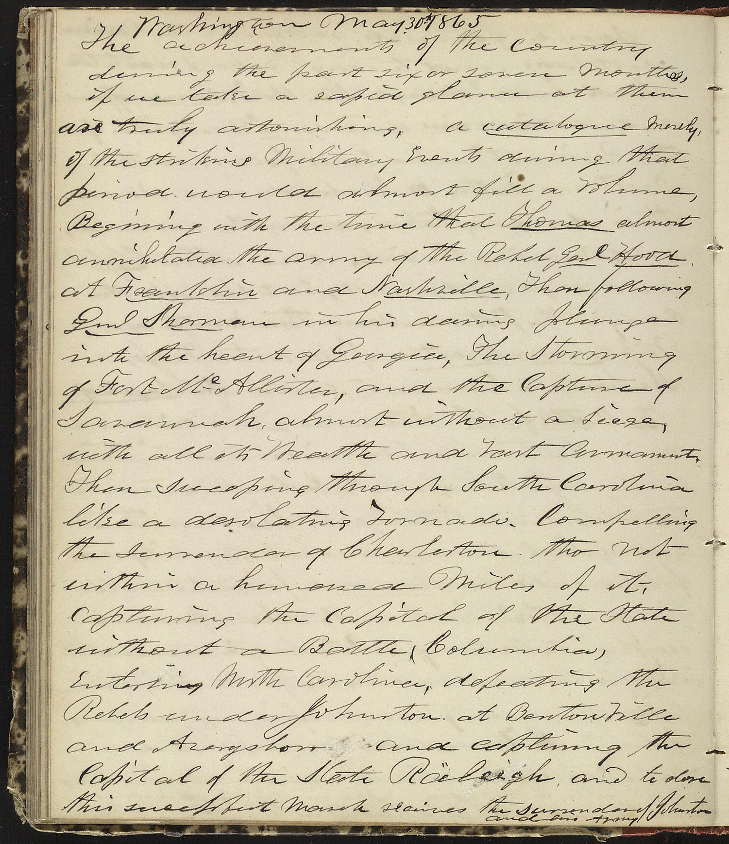 Horatio Nelson Taft Diary, May 30, 1865