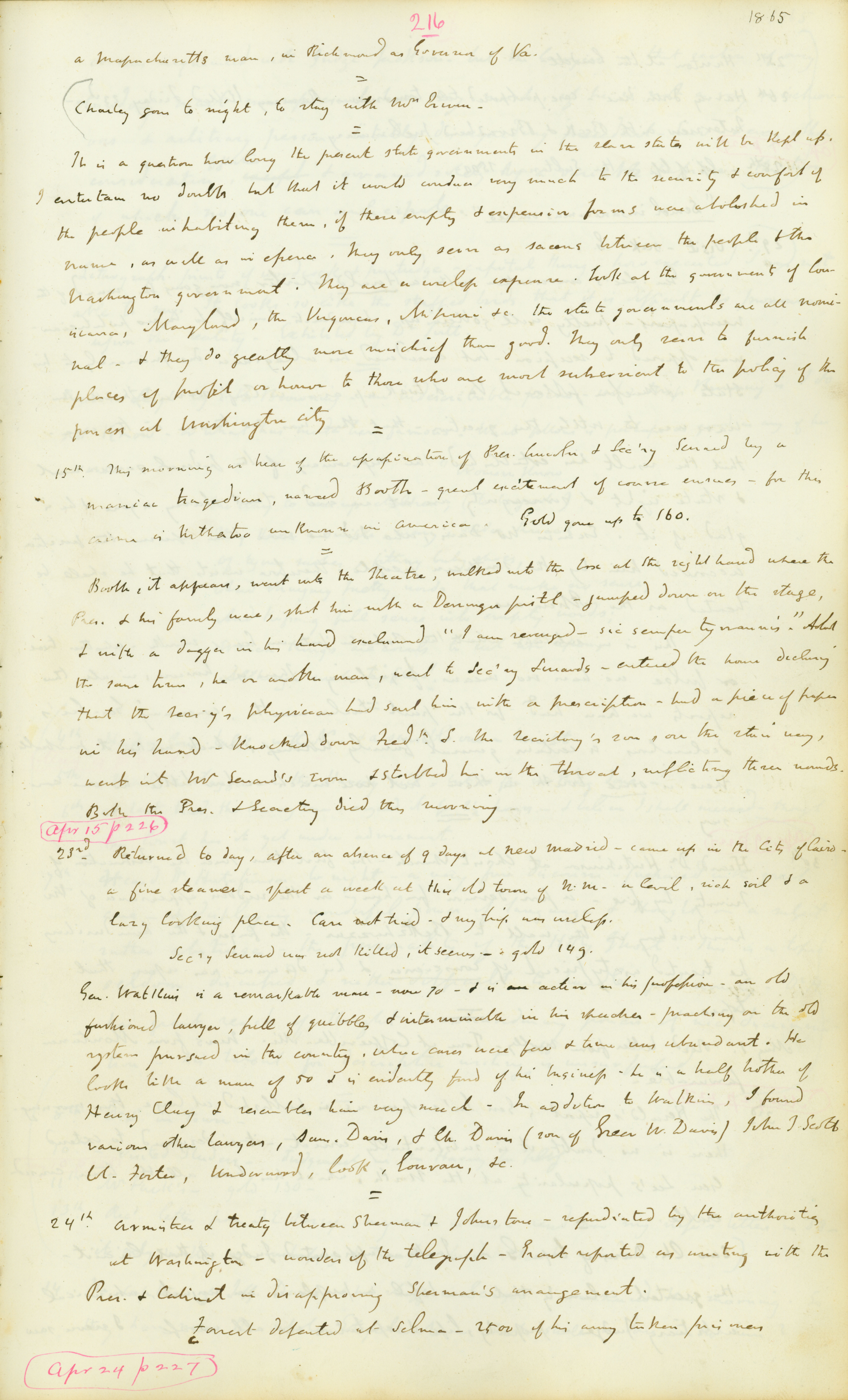 Diary of William B. Napton, February 6, 1863-May 18, 1868