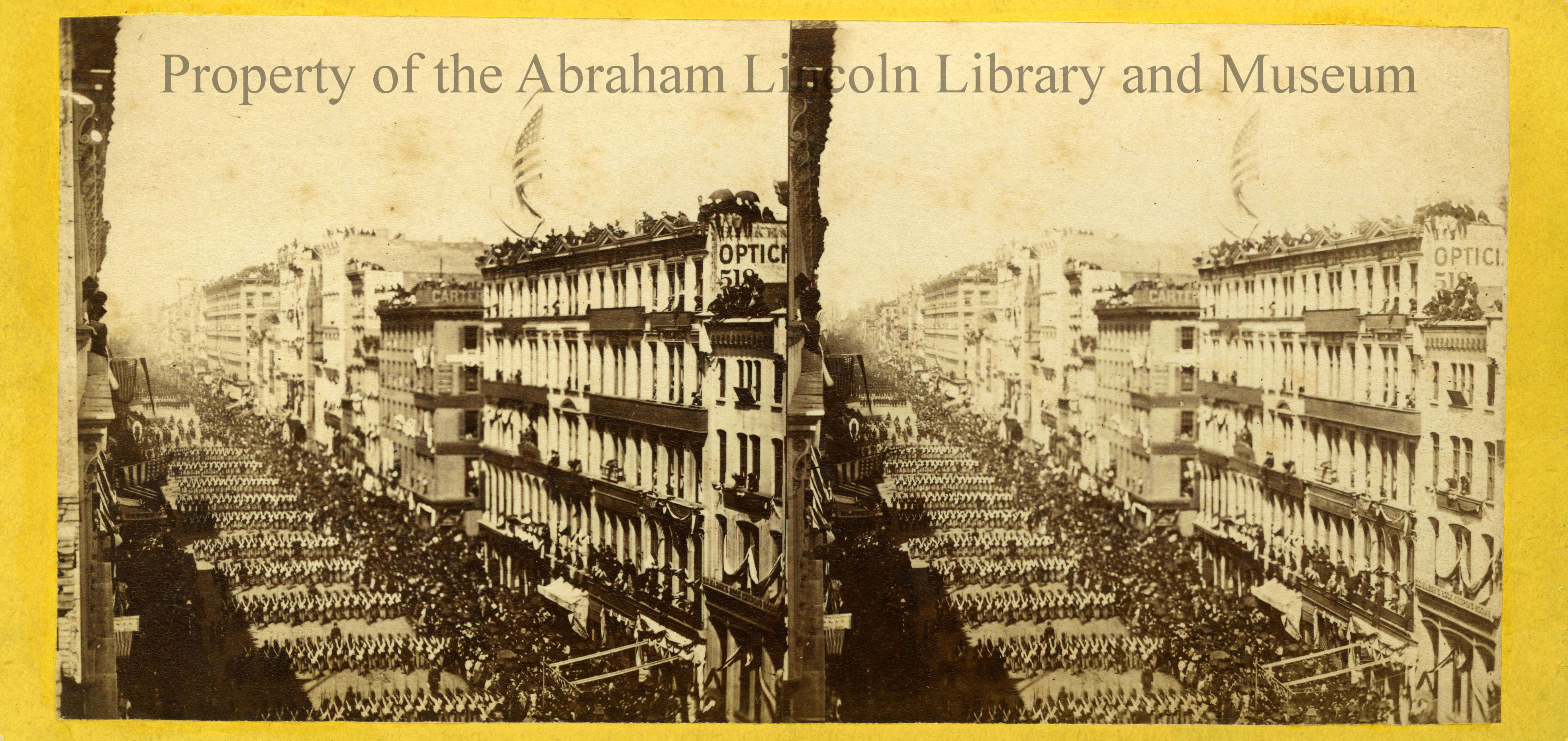 Stereograph of Lincoln's Funeral Procession in New York City