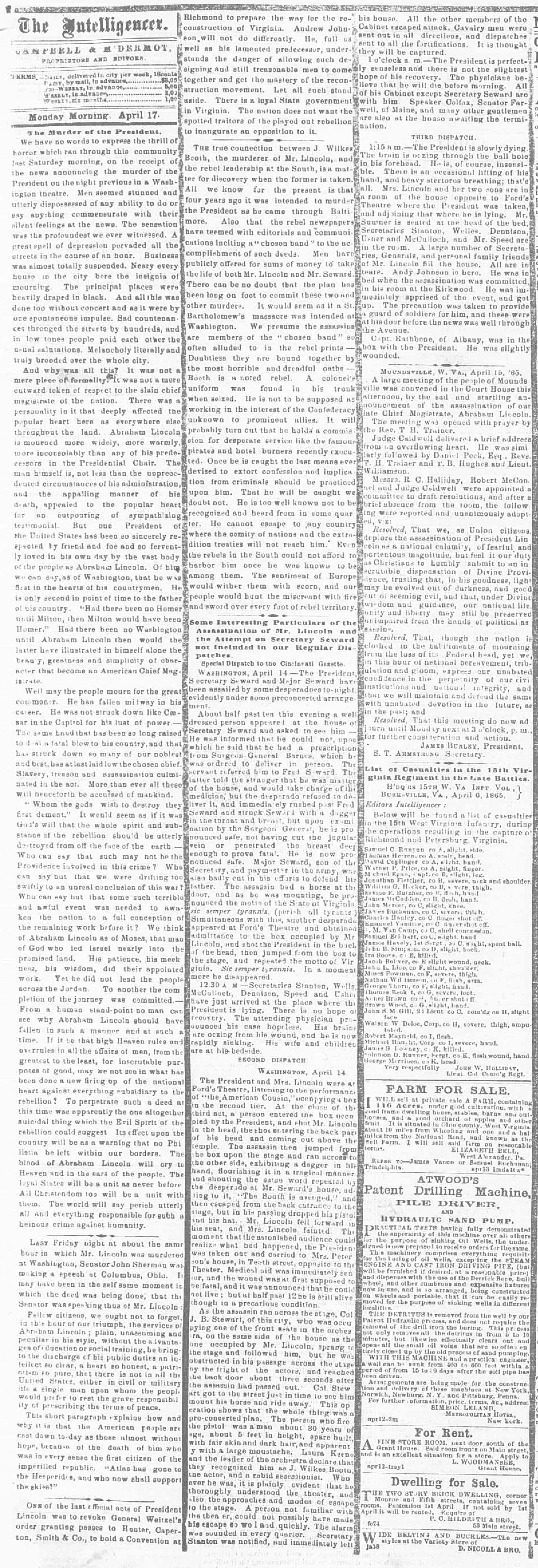 The Intelligencer, April 17, 1865