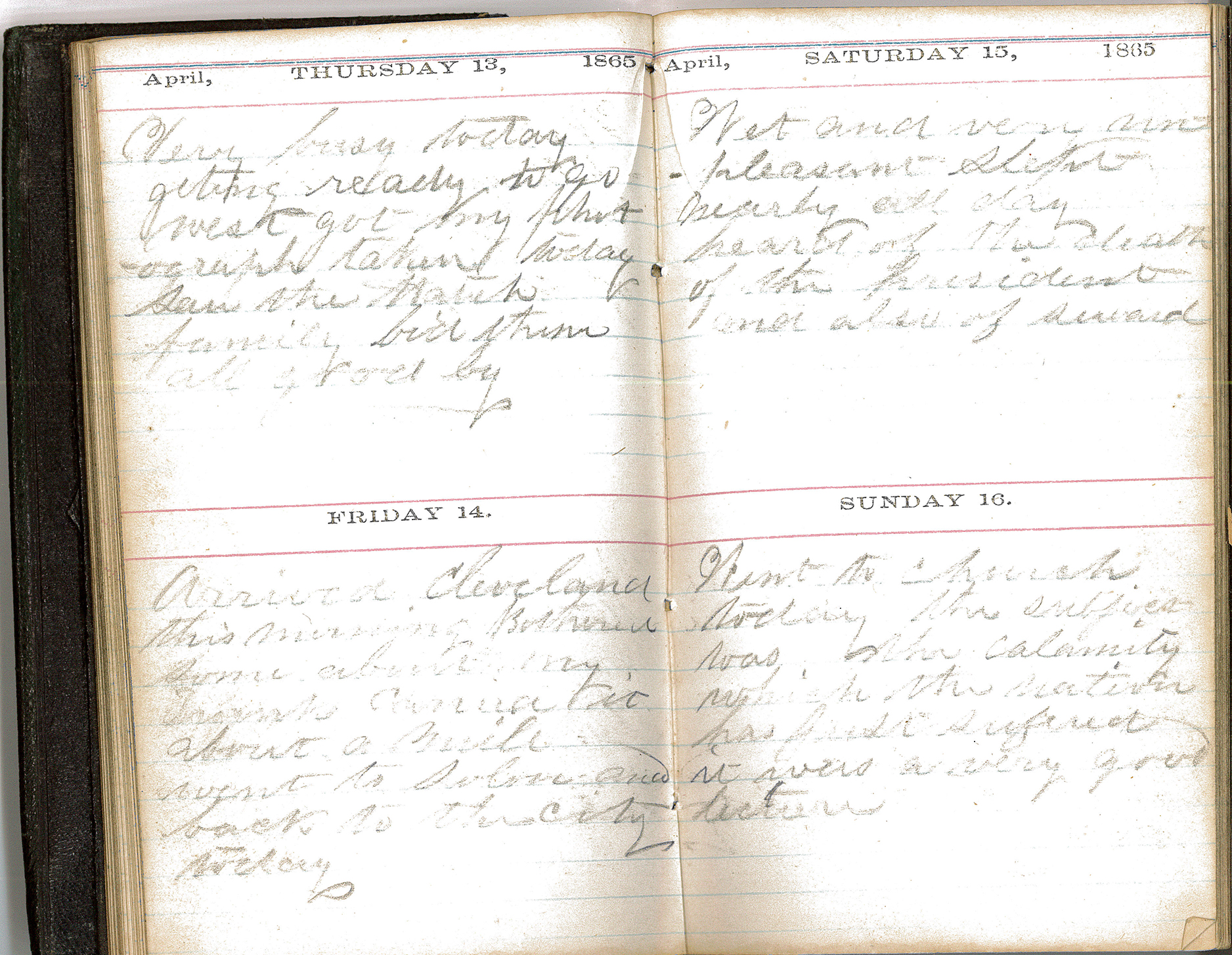 Journal – April Thursday 13 to Sunday 16 1865