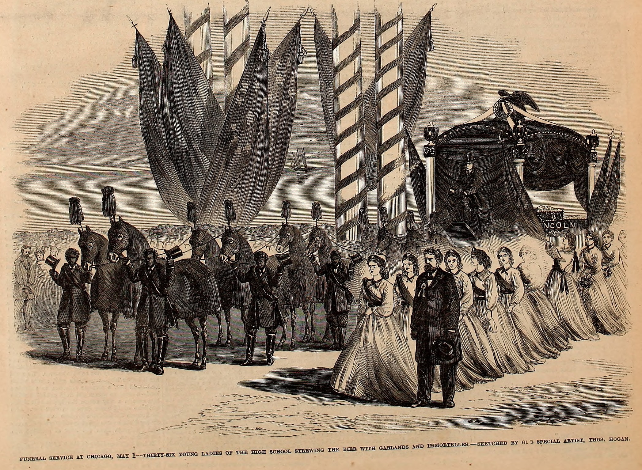 President Lincoln's Funeral Service in Chicago, IL - Frank Leslie's Illustrated Newspaper Drawing