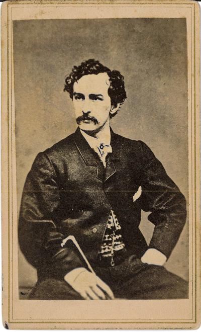 Card – photo of John Wilkes Booth sitting (front)