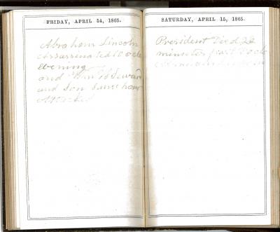 Journal – Friday April 14, 1865, Saturday April 16