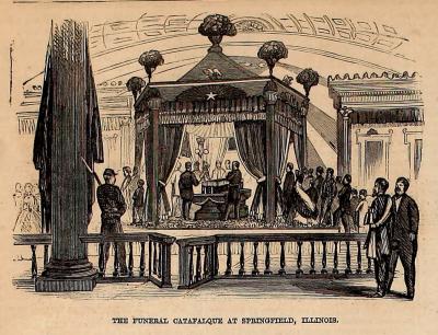The Funeral Catafalque at Springfield, Illinois - Frank Leslie's Illustrated Newspaper Drawing